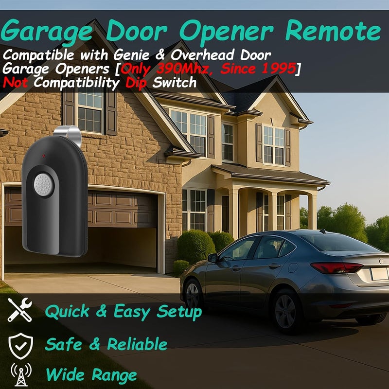 datonten 2 Replacement Garage Door Opener Remote,Compatible with Genie Overhead Door Garage Door Opener ACSCTG Type 1,390MHZ,2 Pack - Image 2